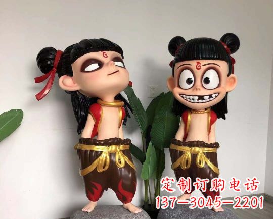 太原玻璃钢卡通哪吒雕塑