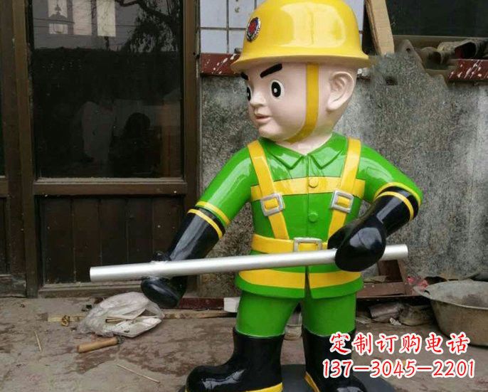 太原玻璃钢卡通消防员雕塑