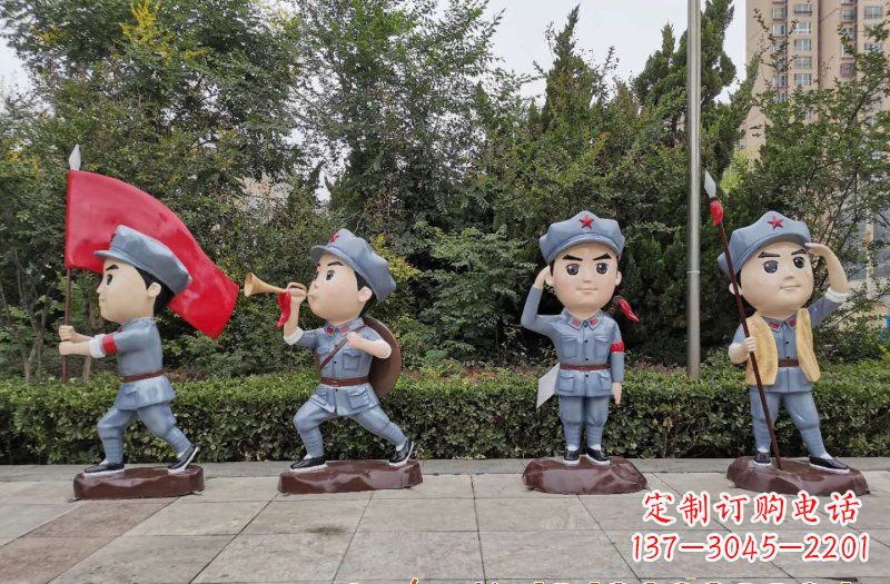 太原玻璃钢卡通小红军雕塑