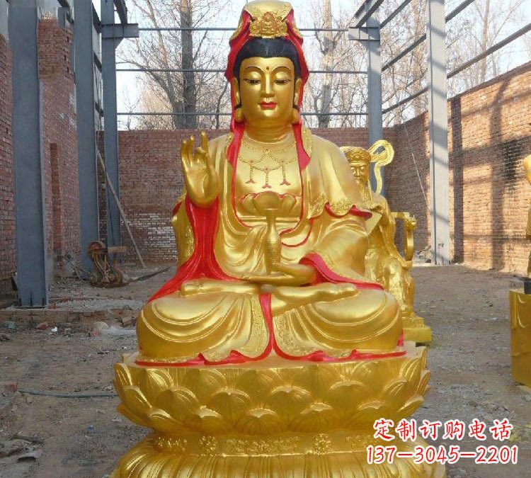 太原玻璃钢漆金观音菩萨雕塑