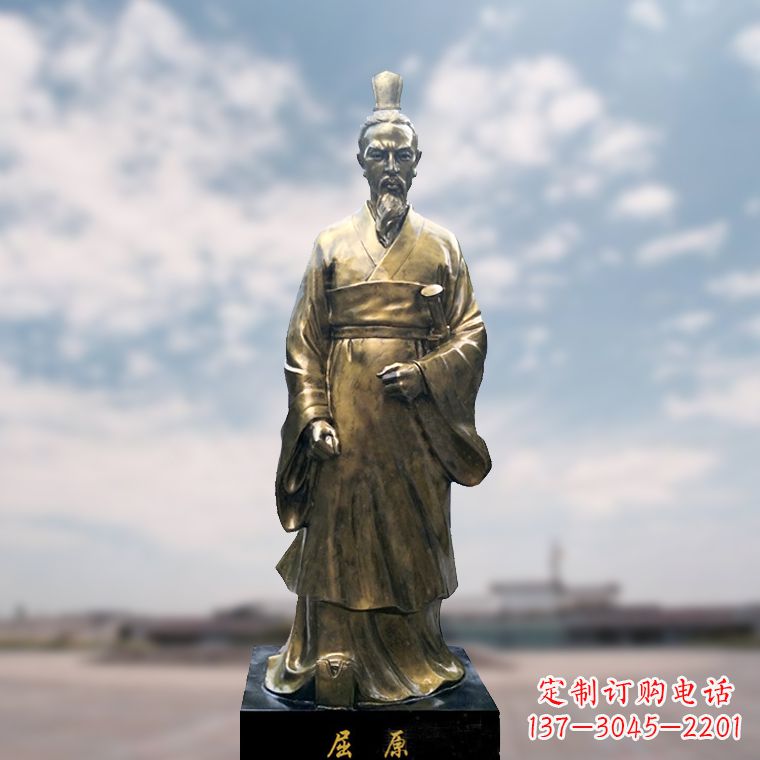 太原玻璃钢屈原仿铜雕塑