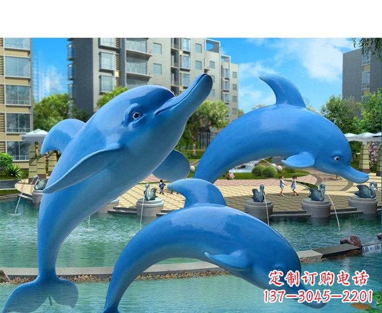 太原玻璃钢跳跃的海豚雕塑