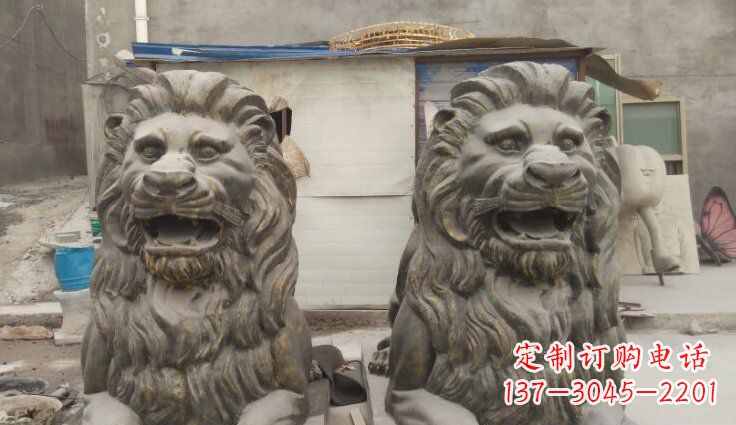 太原玻璃钢西洋趴狮仿铜动物雕塑