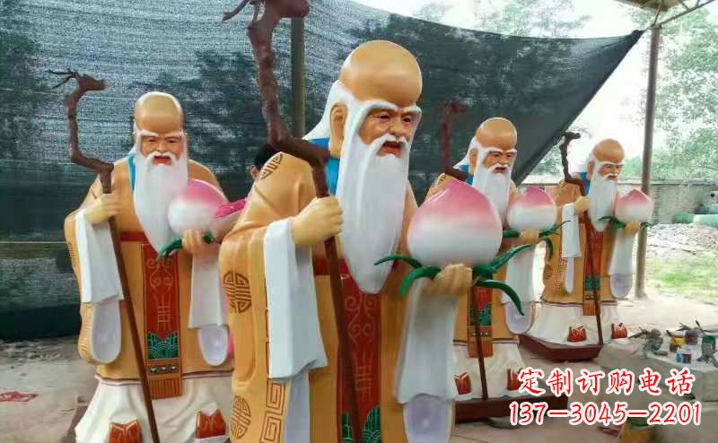太原玻璃钢宗教庙宇神像彩绘老寿星雕塑