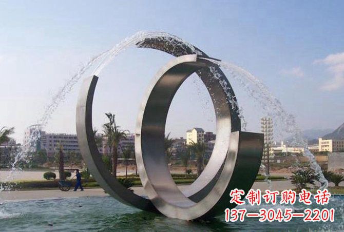 太原不锈钢C形喷泉雕塑精美雕塑艺术