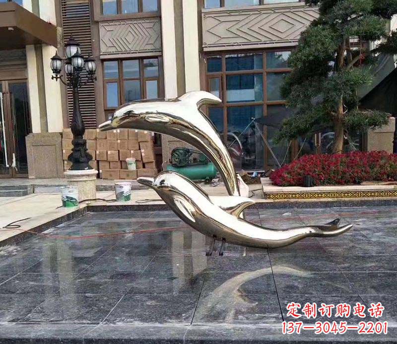 太原不锈钢别墅海豚装饰雕塑
