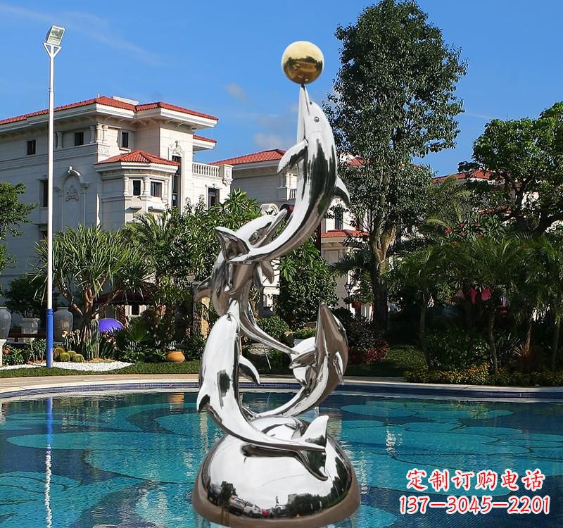 太原不锈钢别墅海豚雕塑