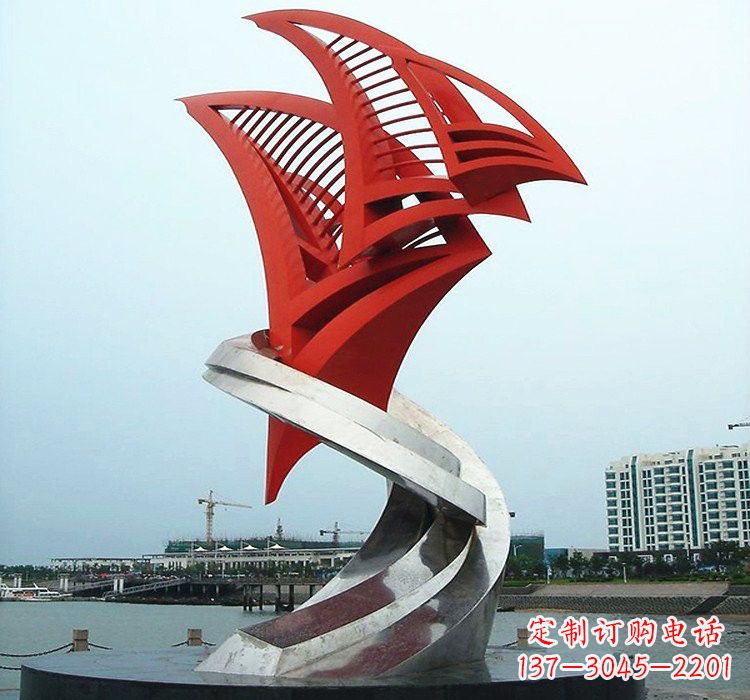 太原不锈钢彩色帆船雕塑
