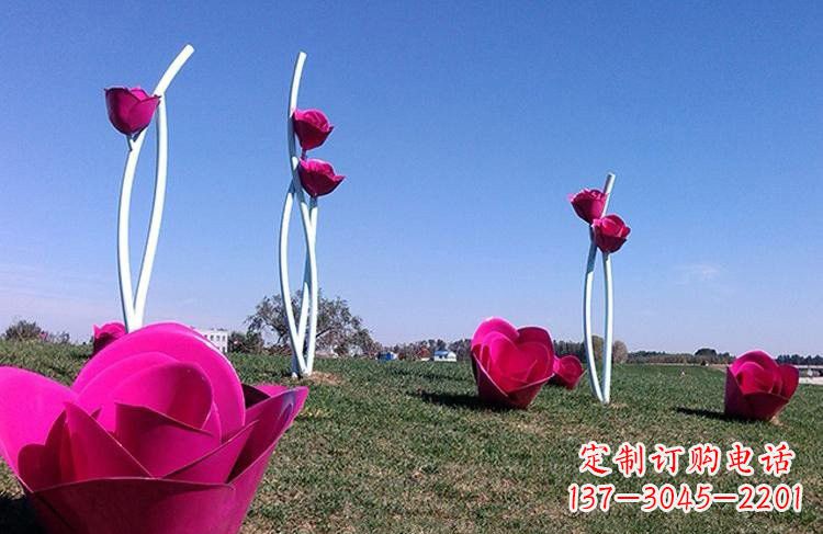 太原不锈钢彩色玫瑰雕塑艺术精美的象征