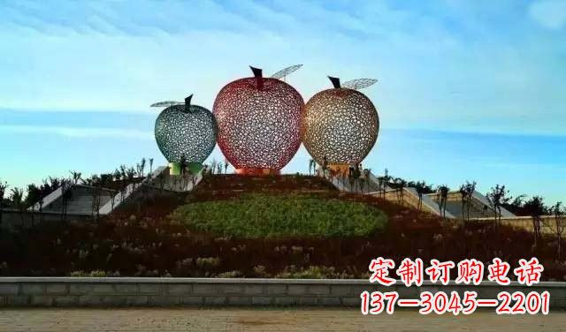太原不锈钢城市彩色镂空苹果雕塑