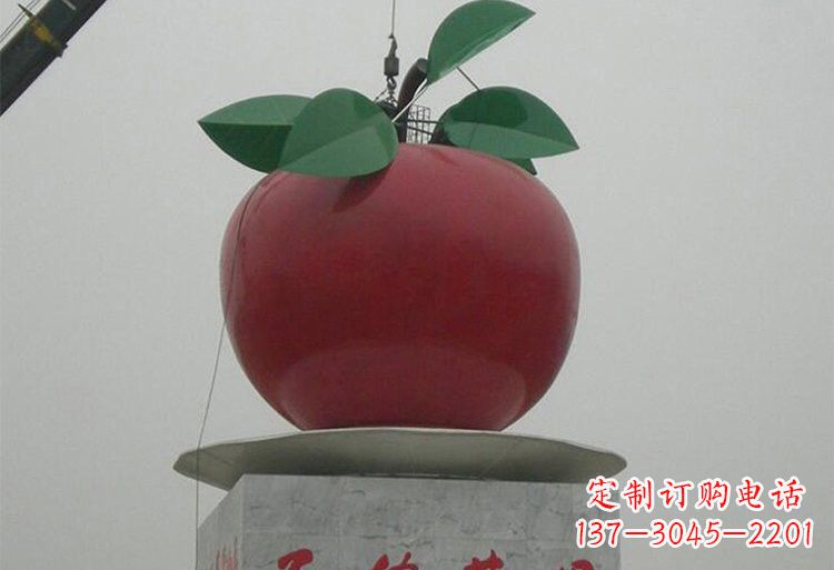 太原不锈钢城市大型苹果雕塑象征着城市繁荣