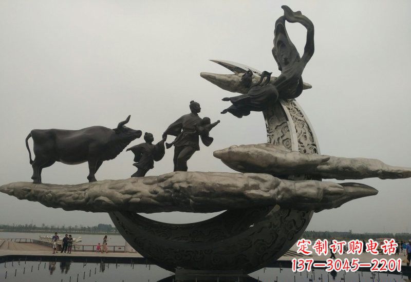 太原不锈钢牛郎织女雕塑传说中的爱情