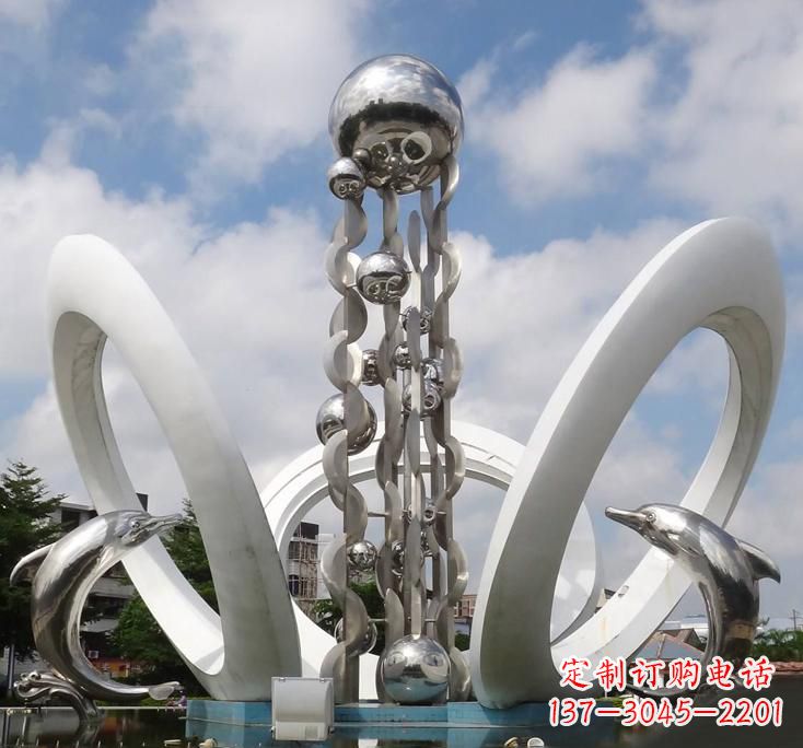 太原不锈钢城市艺术海豚雕塑美丽的海洋守护者