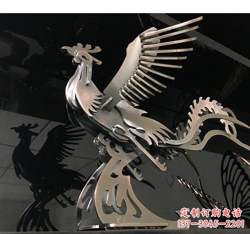 太原不锈钢凤凰雕塑精美的艺术品