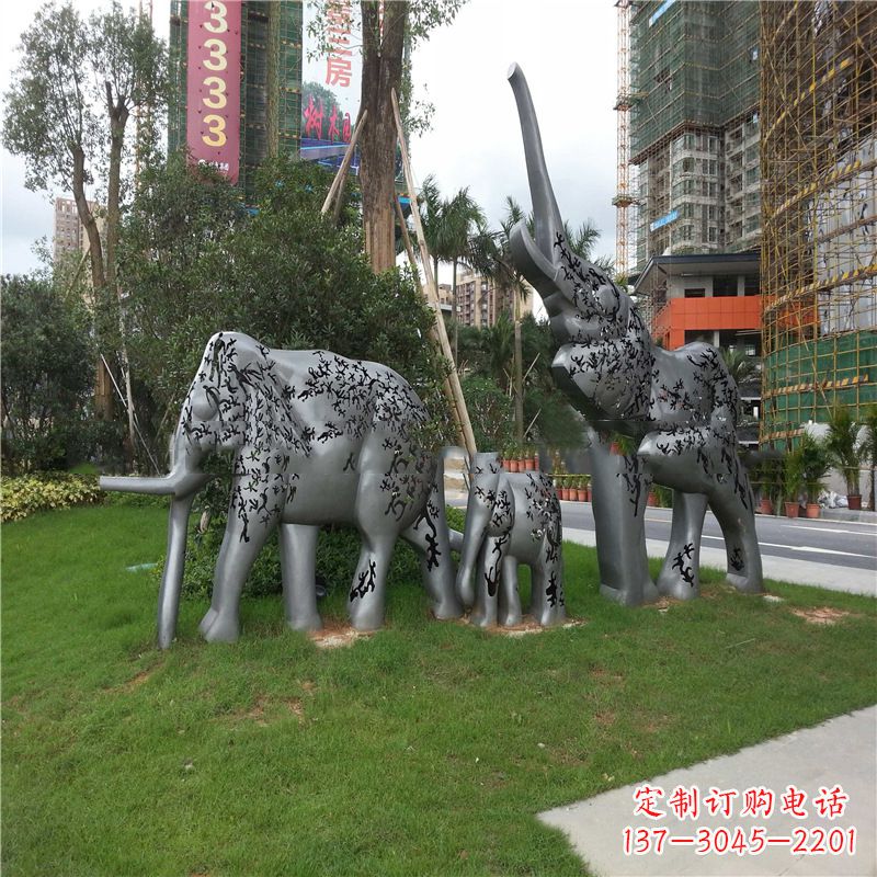太原不锈钢大象雕塑小区园林的精美装饰