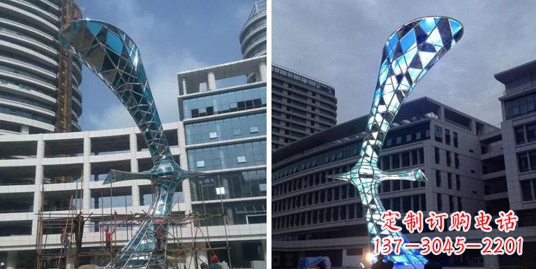 太原大雁景观雕塑——精美不锈钢艺术品