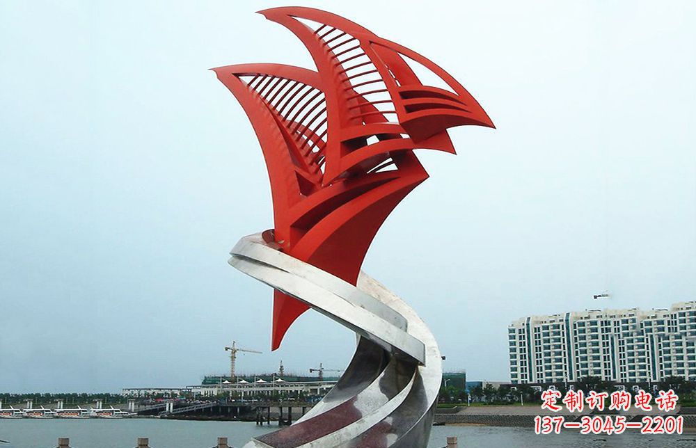 太原海洋之舟——不锈钢抽象帆船海边景观雕塑