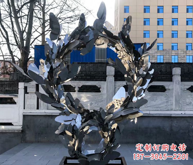 太原不锈钢蝴蝶花环景观雕塑