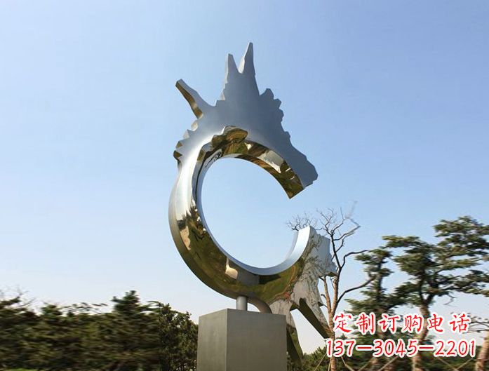 太原不锈钢抽象龙头雕塑