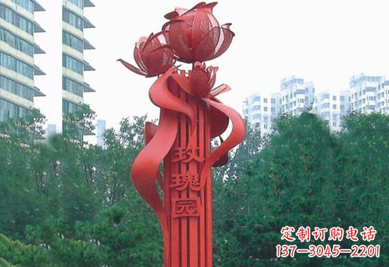 太原不锈钢玫瑰雕塑精美而优雅