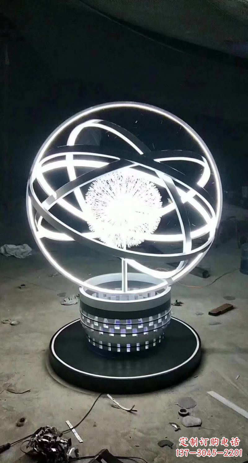太原不锈钢蒲公英圆环雕塑艺术之美