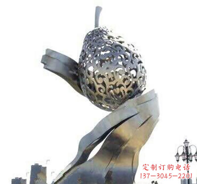 太原不锈钢梨雕塑艺术结合精美外形