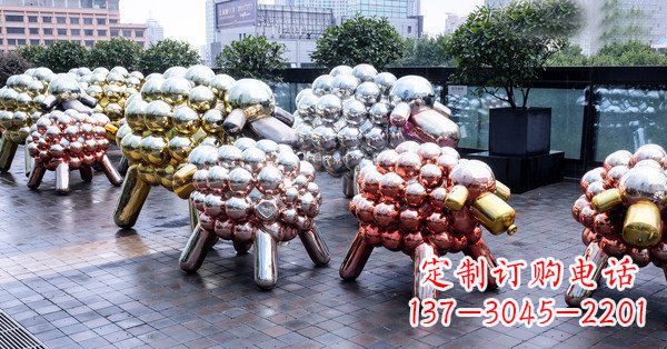 太原不锈钢动物雕塑——小羊肖恩动物广场