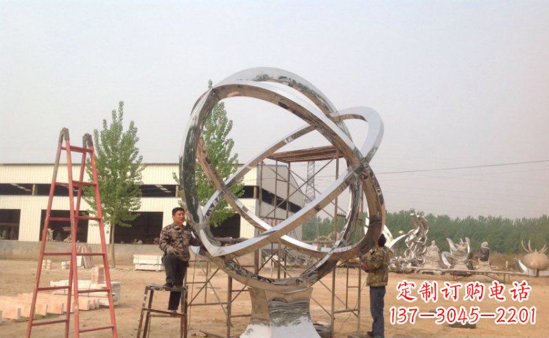 太原不锈钢抽象圆环雕塑。