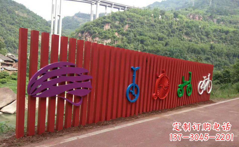太原不锈钢自行车雕塑点缀公园景观
