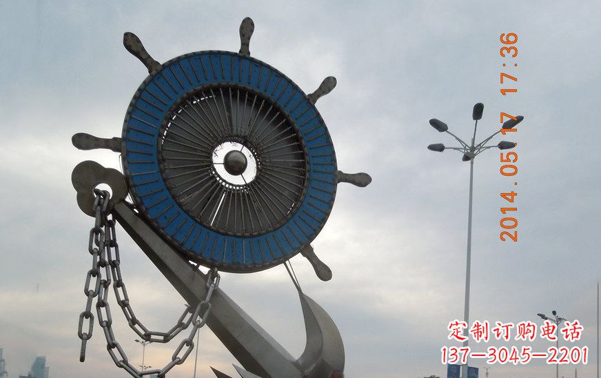 太原不锈钢船舵雕塑,美丽的景观艺术
