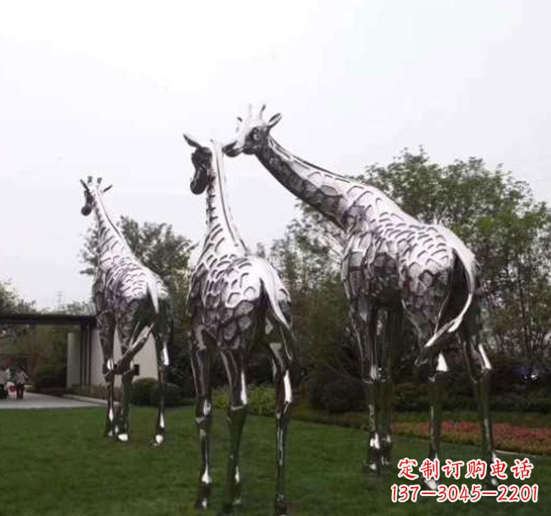 太原精美的不锈钢大型长颈鹿雕塑