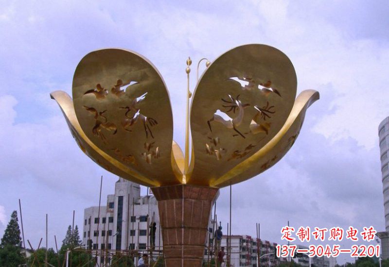 太原不锈钢大型紫荆花景观雕塑
