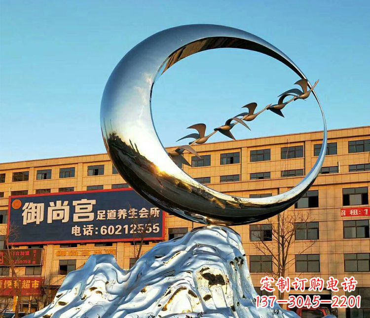 太原不锈钢大雁雕塑精美的艺术之作