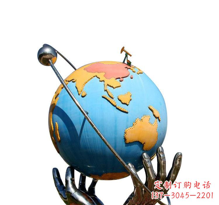 太原不锈钢地球雕塑象征着世界和平