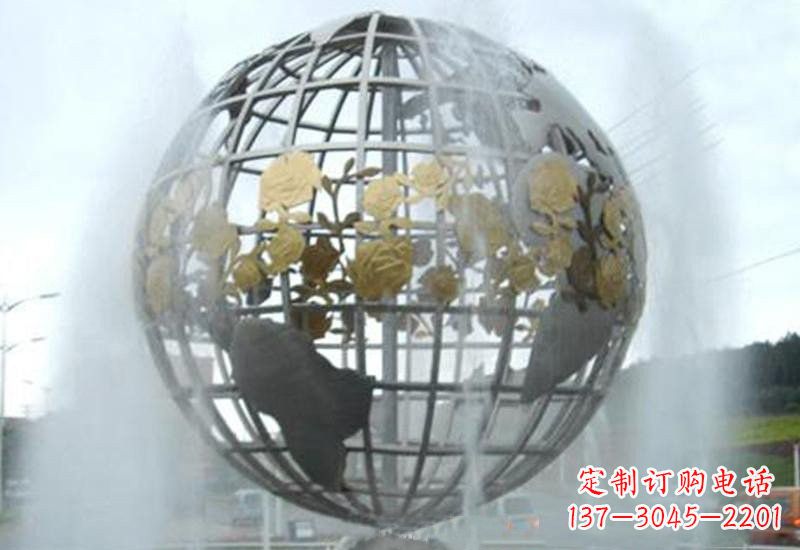 太原不锈钢地球仪雕塑象征着地球家园