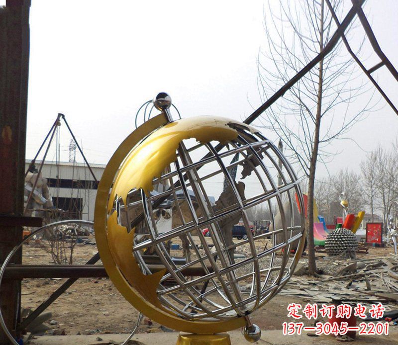 太原不锈钢地球仪雕塑象征着美好未来