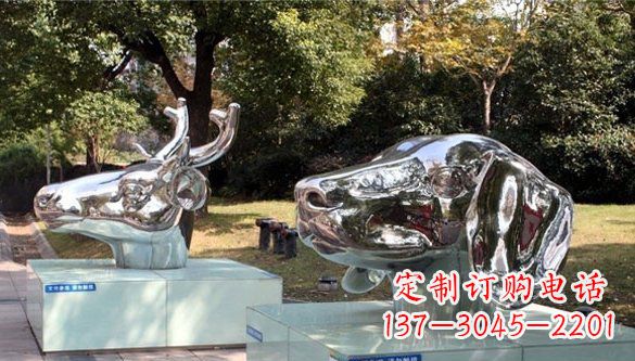 太原动物十二生肖头像不锈钢雕塑
