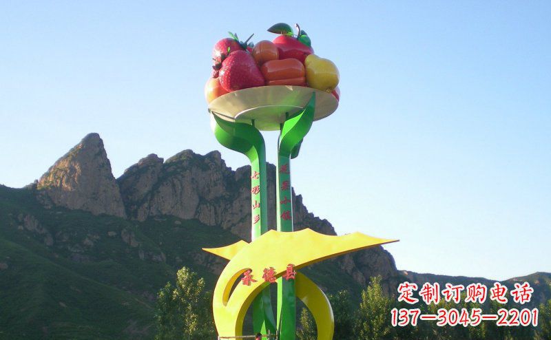 太原不锈钢制作的苹果雕塑