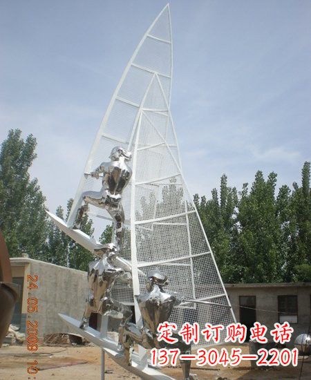太原海上航行不锈钢帆船雕塑