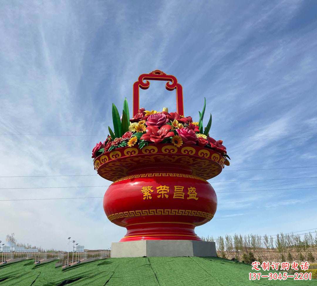 太原不锈钢花篮雕塑象征繁荣昌盛