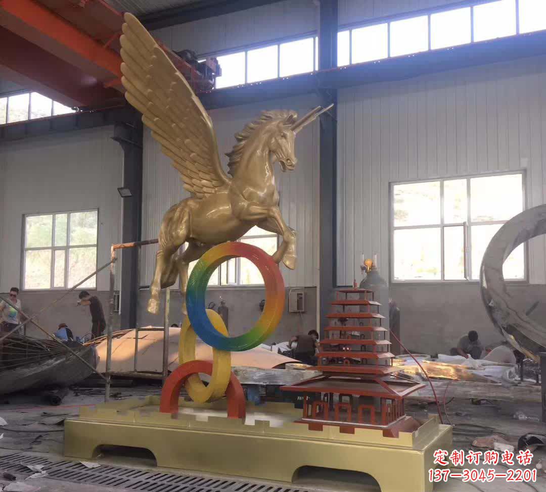 太原不锈钢飞马踩圆圈雕塑