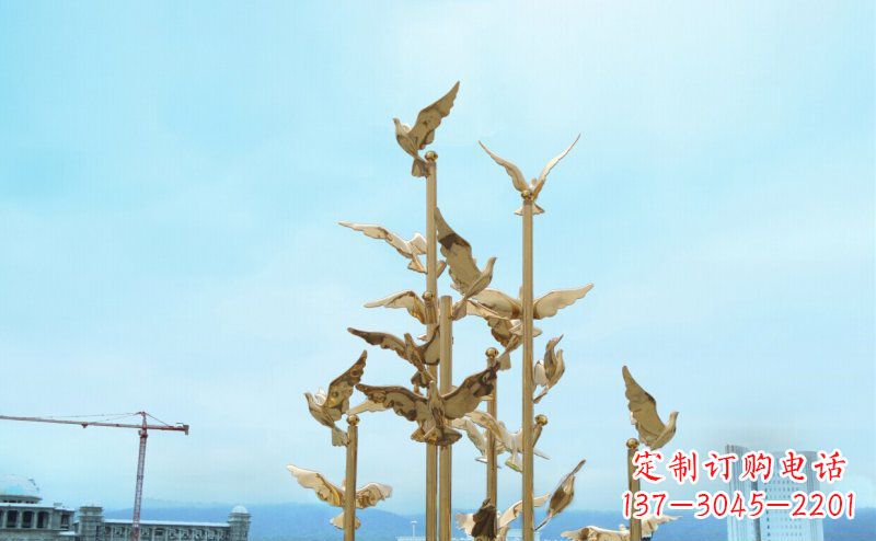 太原不锈钢飞翔的鸽子雕塑 