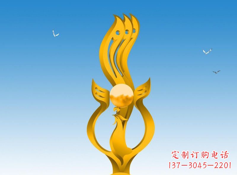 太原不锈钢凤凰雕塑灿烂外形,精美艺术