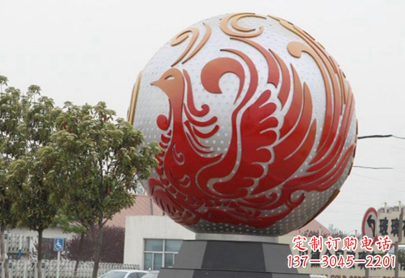 太原不锈钢凤凰浮雕圆球雕塑精美雕塑把艺术带到生活中