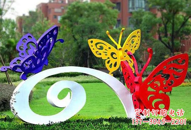太原彩色蝴蝶雕塑,点亮不锈钢公园