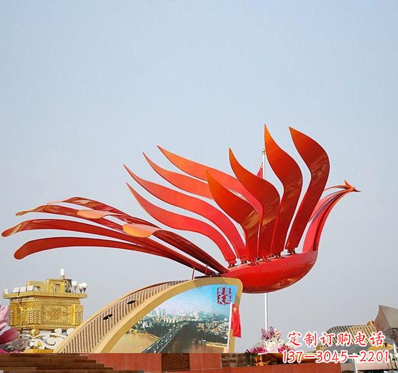 太原不锈钢凤凰雕塑——美丽的象征