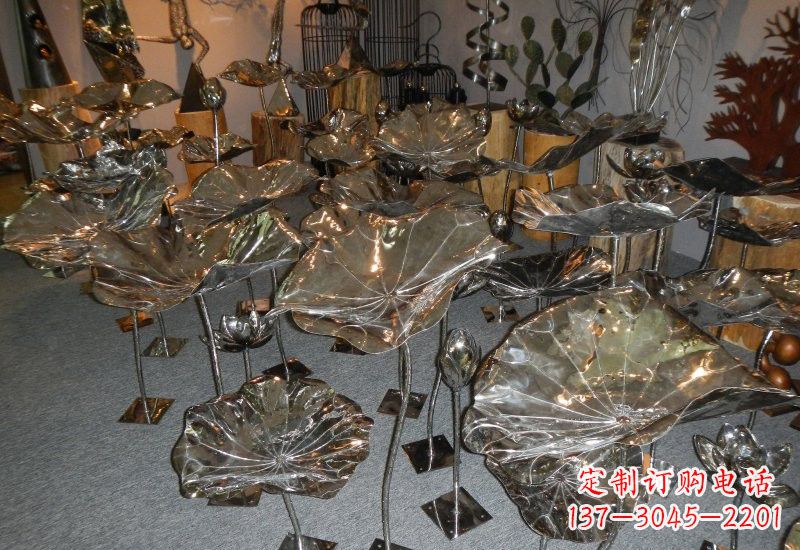 太原不锈钢荷叶雕塑——缔造美丽公园