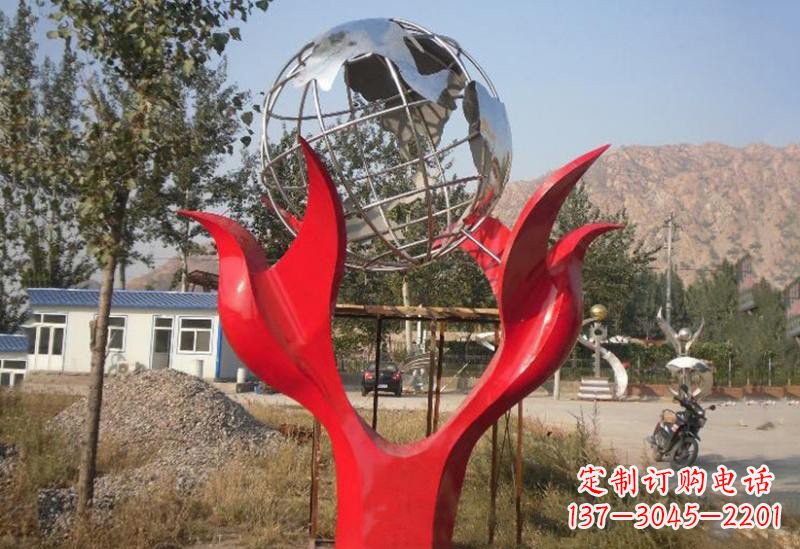 太原地球雕塑一座象征和平的不锈钢公园
