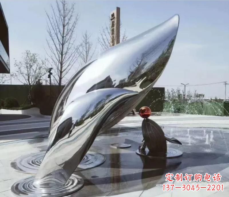 太原精美不锈钢海豚雕塑