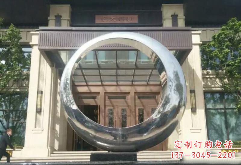 太原不锈钢公园圆环雕塑精致美观的艺术品